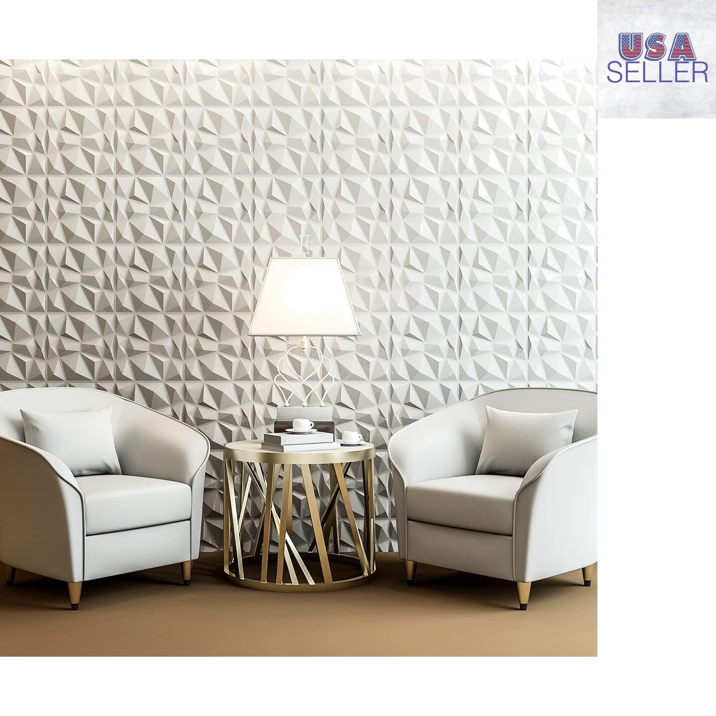 33-Pack 3D Decorative Wall Panels in Matt White Diamond Design – 32sqft