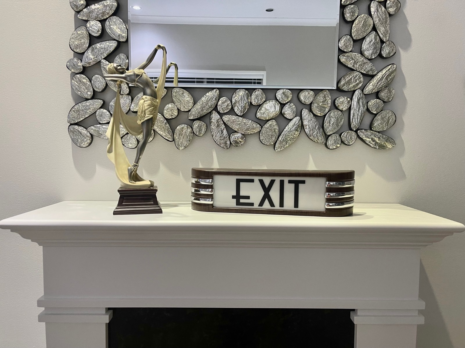 EXIT light up Art Deco style sign Home Decor Faux 14" 120V adapter USA Shipping