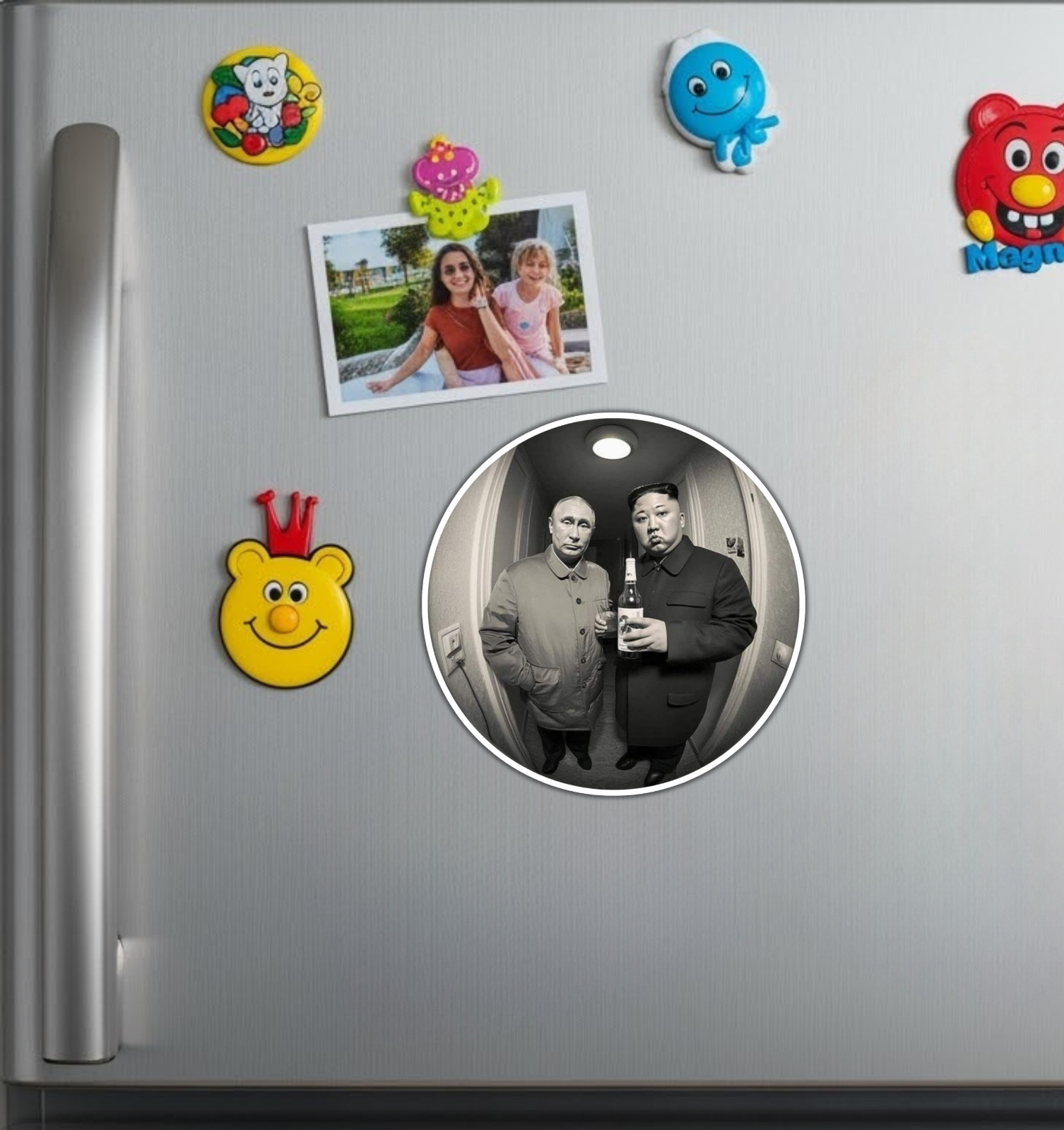 Vladimir Putin & Kim Jong Un Drinking Fridge Magnet or Laptop Sticker