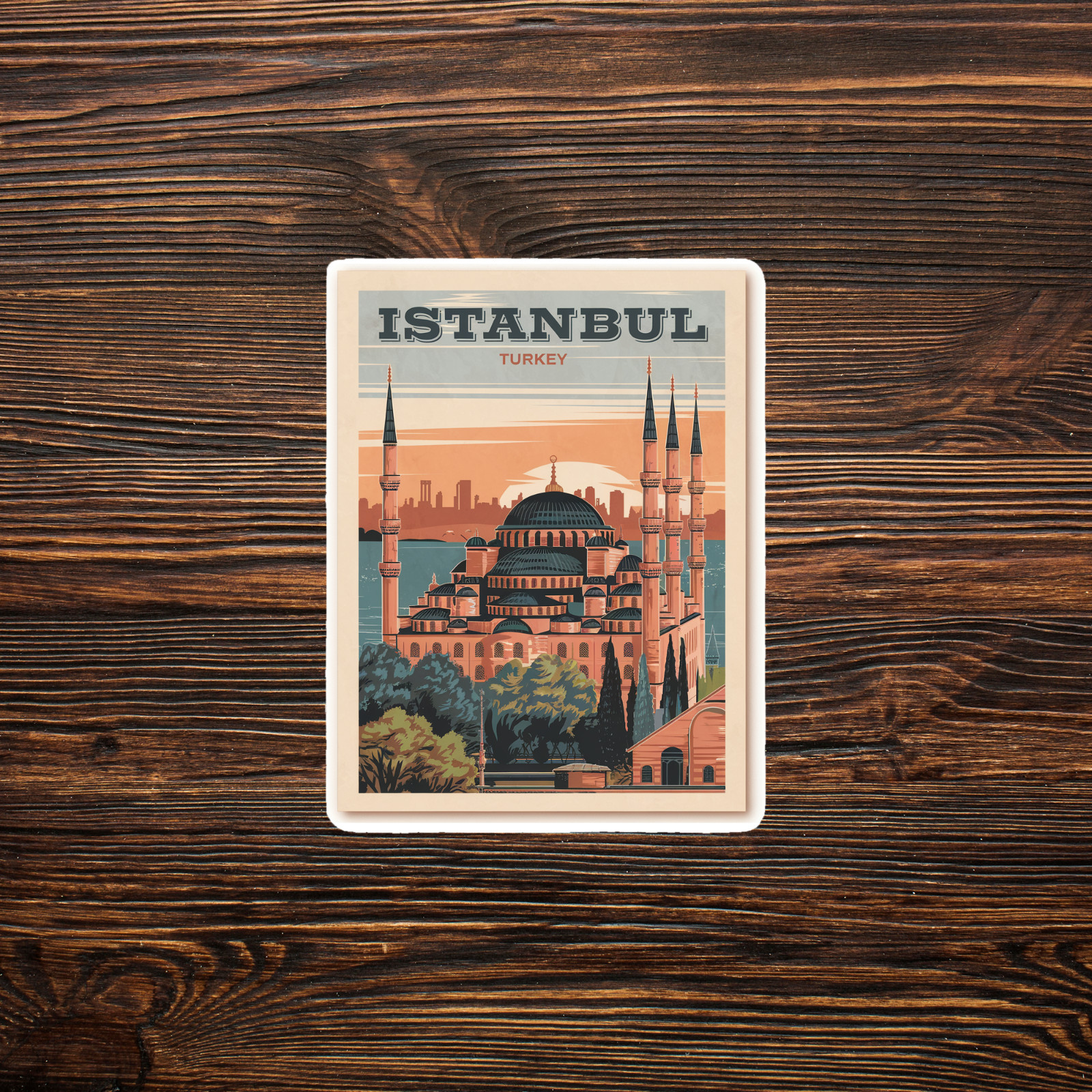Vintage Istanbul Turkey Travel sticker – Hagia Sophia Mosque Art Print #3132