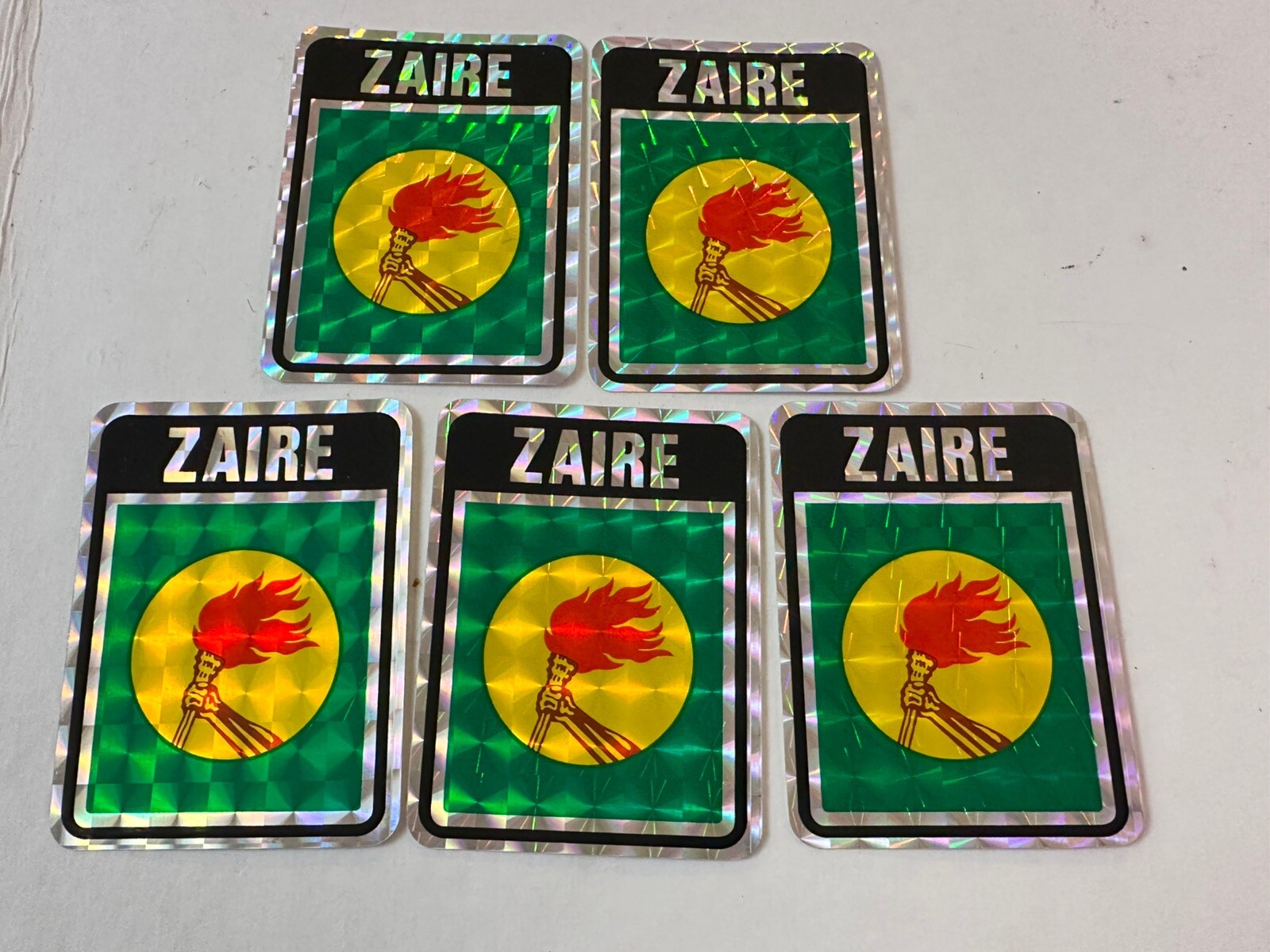 Lot Of 5 Zaire Country Flag Sticker Decal – New Old Stock!