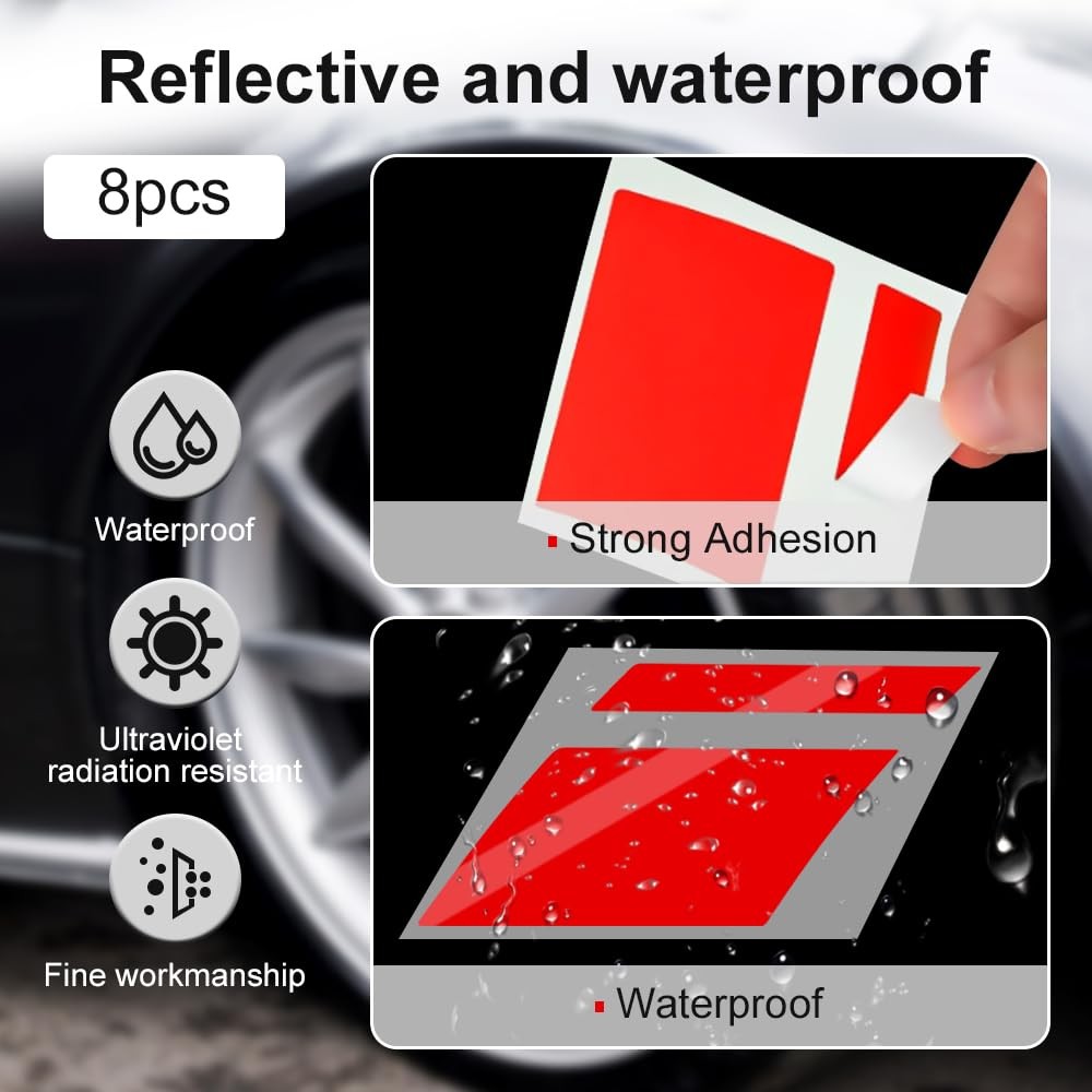 8 PCS Wheel Rim Decal Stripe Reflective Stripe For 1821 Inch Wheels Red