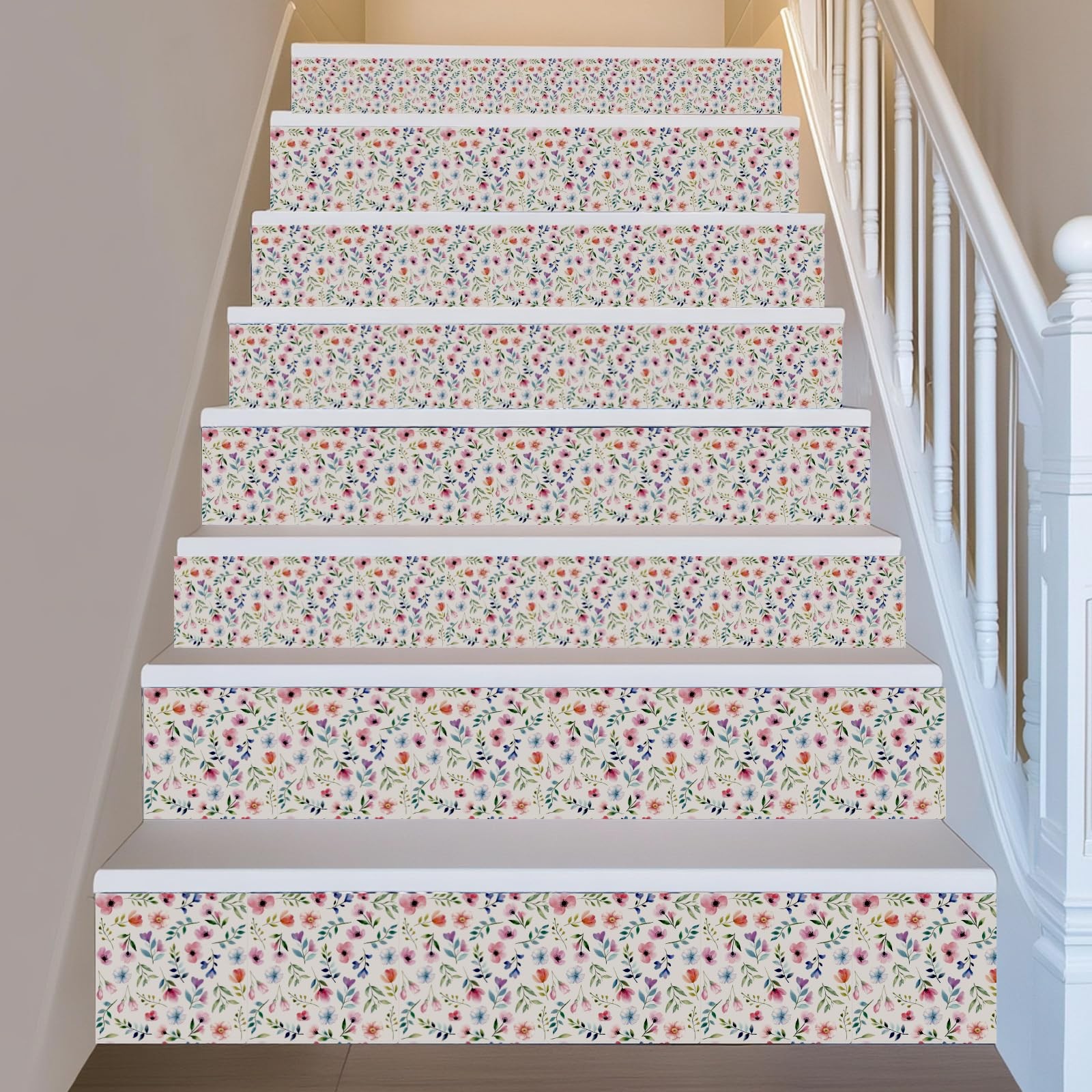 12 Pcs 8in Tile Stickers Pink Flowers Peel and Stick Wall Tile Stickers Seaml…
