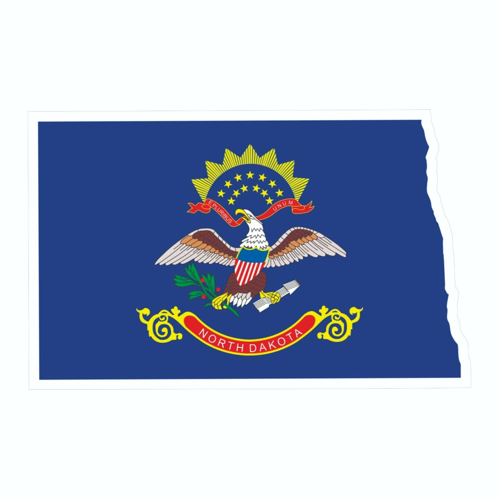 North Dakota State Map Outline with Flag Sticker, Decal, Vacation Sticker