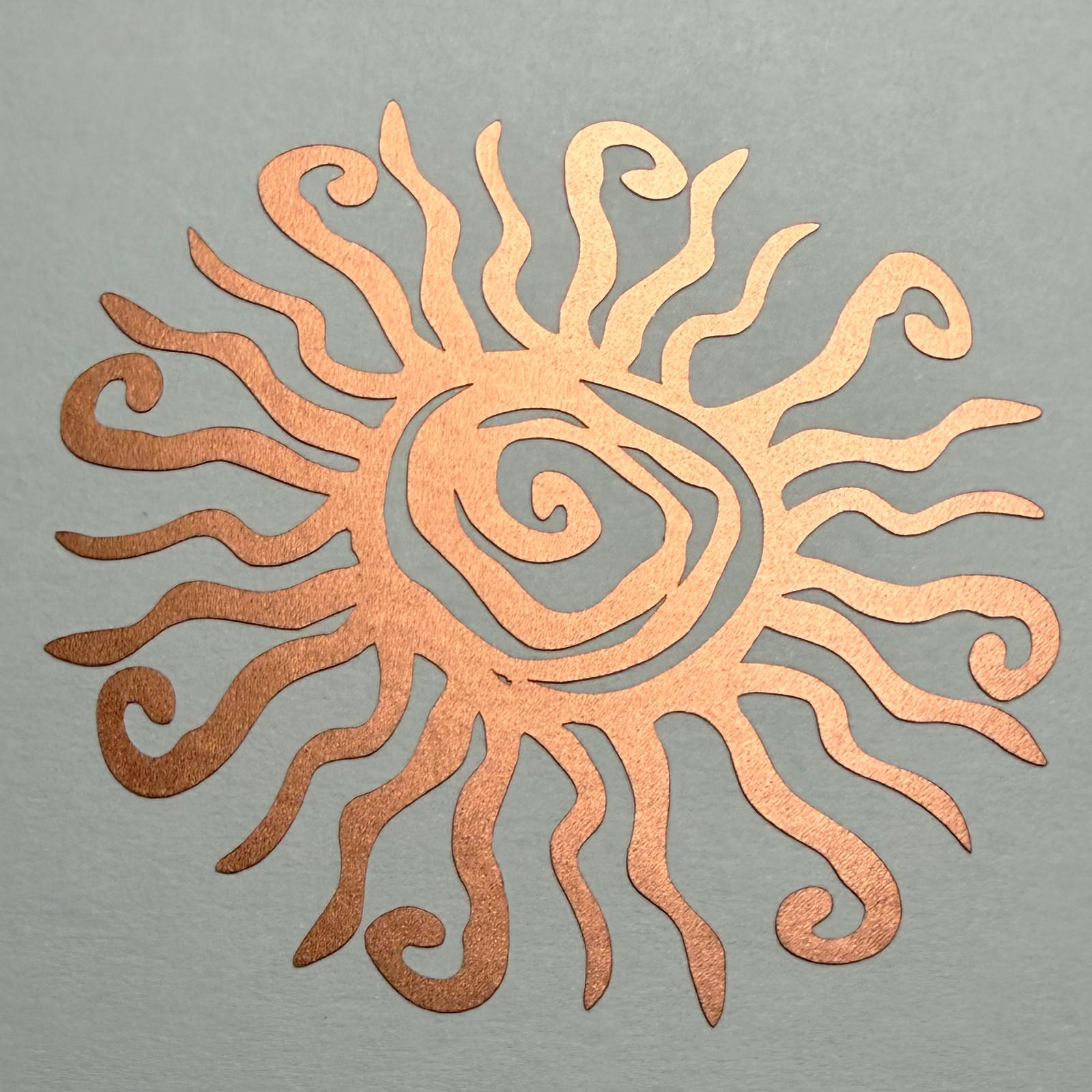 Satin Bronze Sun Decal 3.5" Tribal Spiral Sunburst Vinyl Sticker