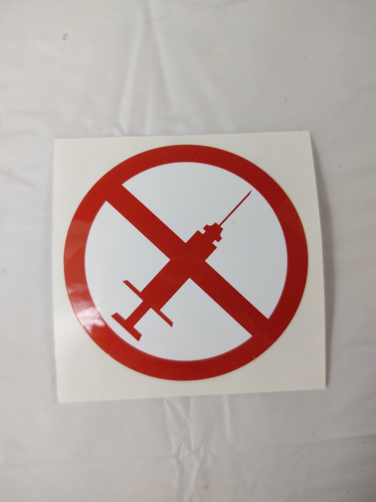 No Syringe Needles Round Trash Can Receptacle Stickers 12 Individual Stickers