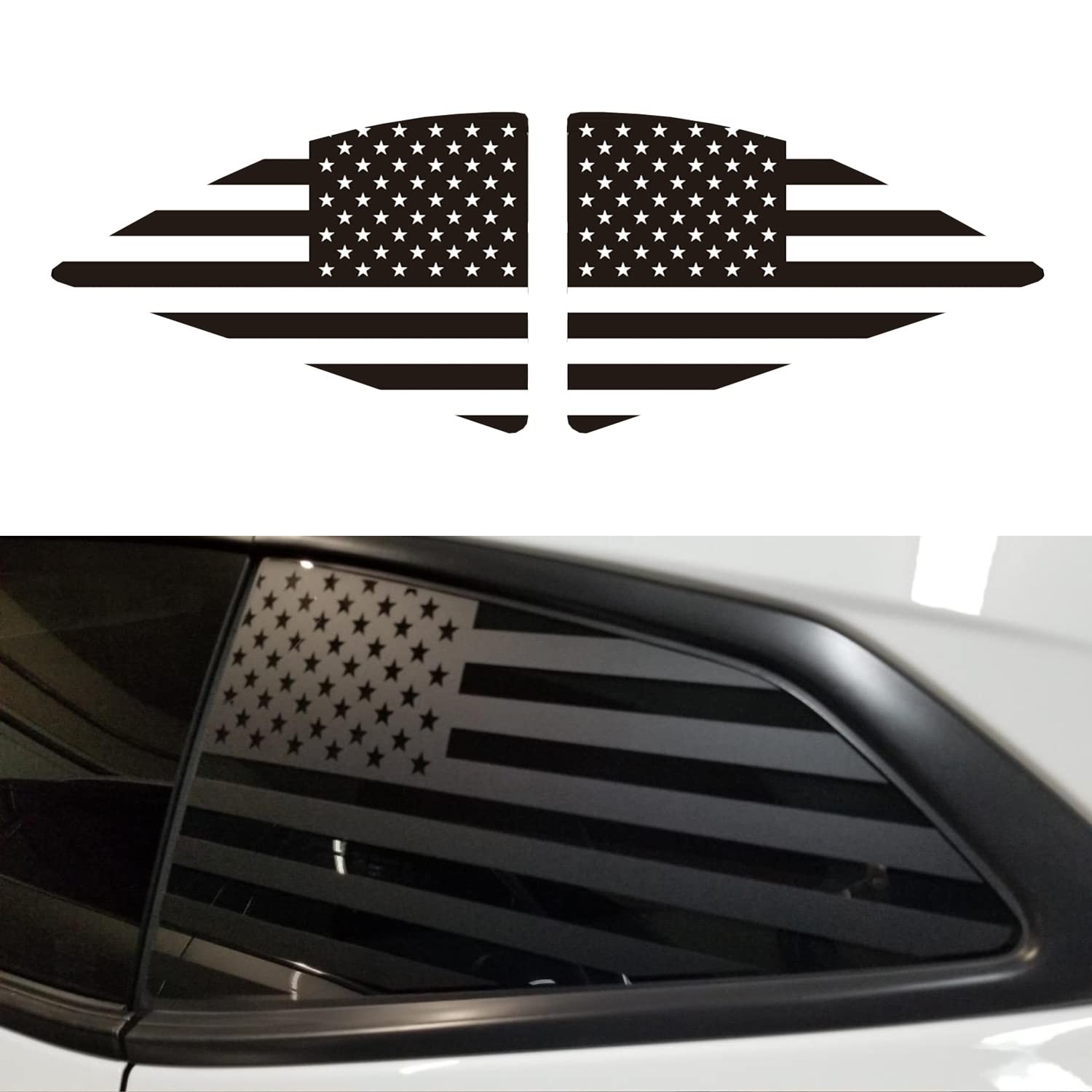 for Chevy Camaro American Flag Decal Rear Side Window Decal Matte Black