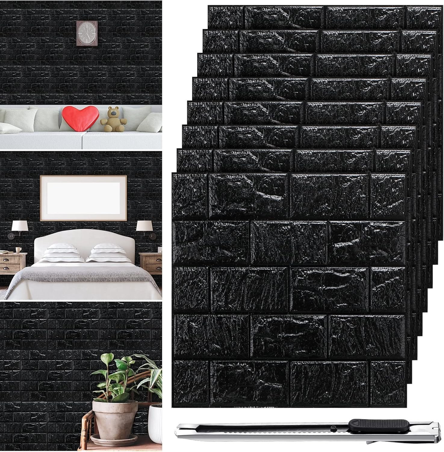 Decorative Self-Adhesive Brick Wall Panels – 30 Pcs Waterproof & Easy to Clean