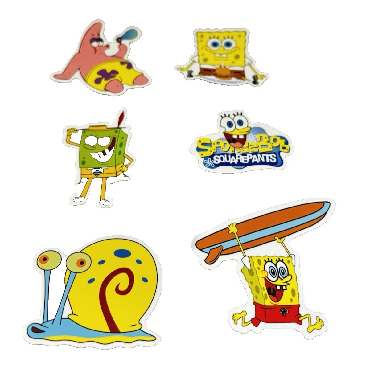 SpongeBob SquarePants 6pc Vinyl Stickers Lot Cartoon Water Bottle Laptop Decals
