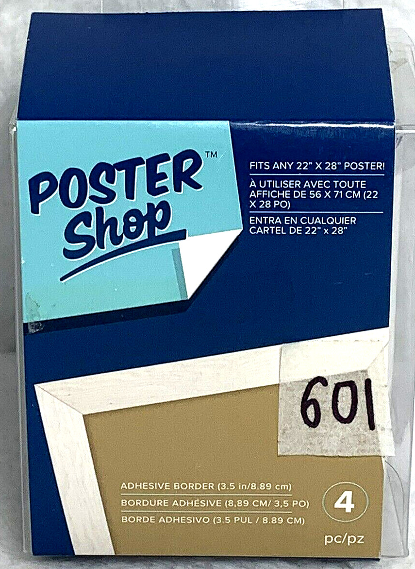 Poster Shop – 4-Pc White Woodgrain Poster Border 3.5 in 22"x28" Adhesive Border
