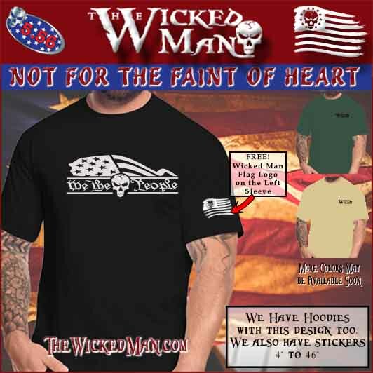 The Wicked Man – We The People Text Half Flag Skull Decal Sticker