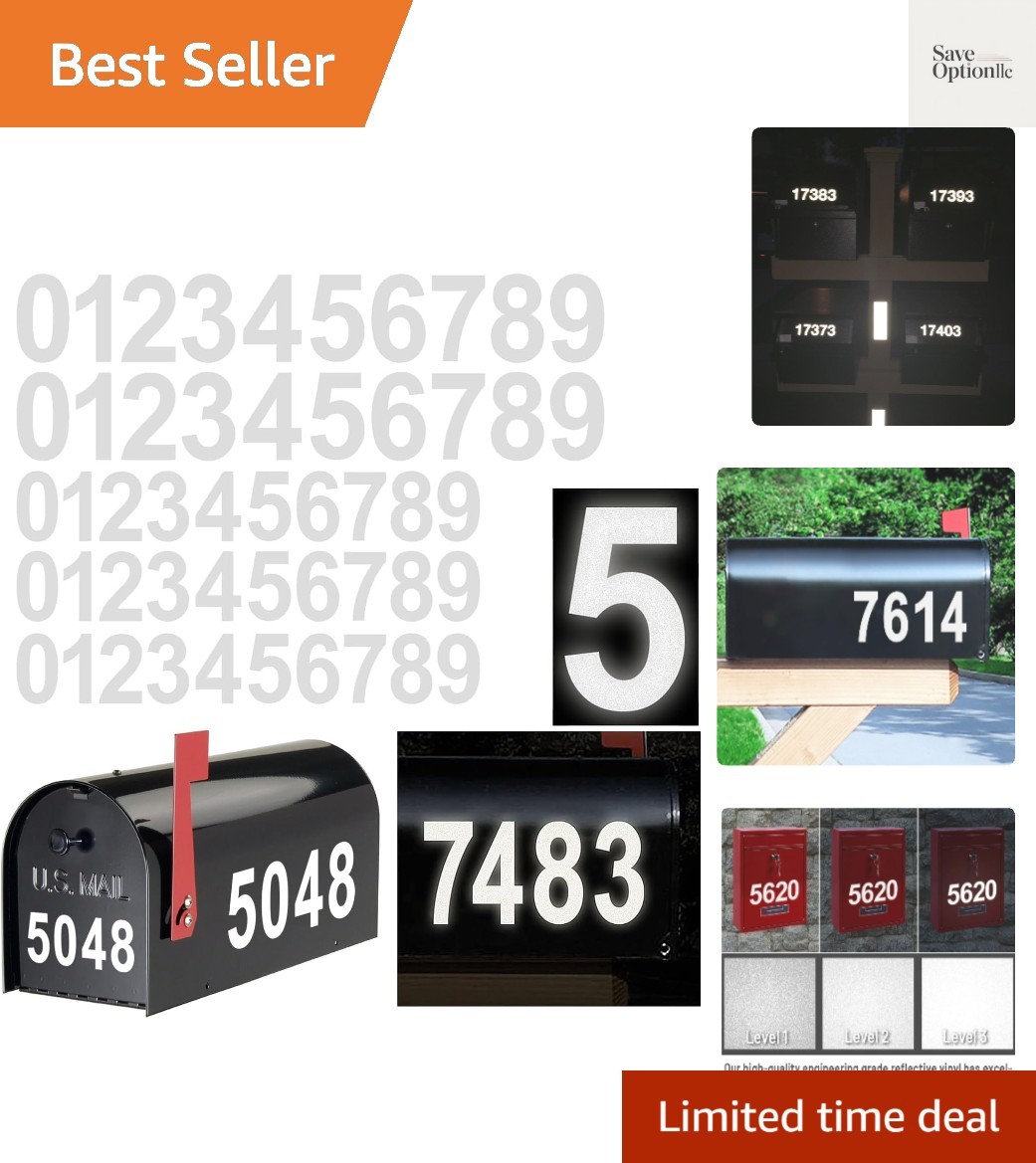 Waterproof Reflective Number Decals – 50 Vinyl Mailbox Stickers, 3" x 4" Sizes