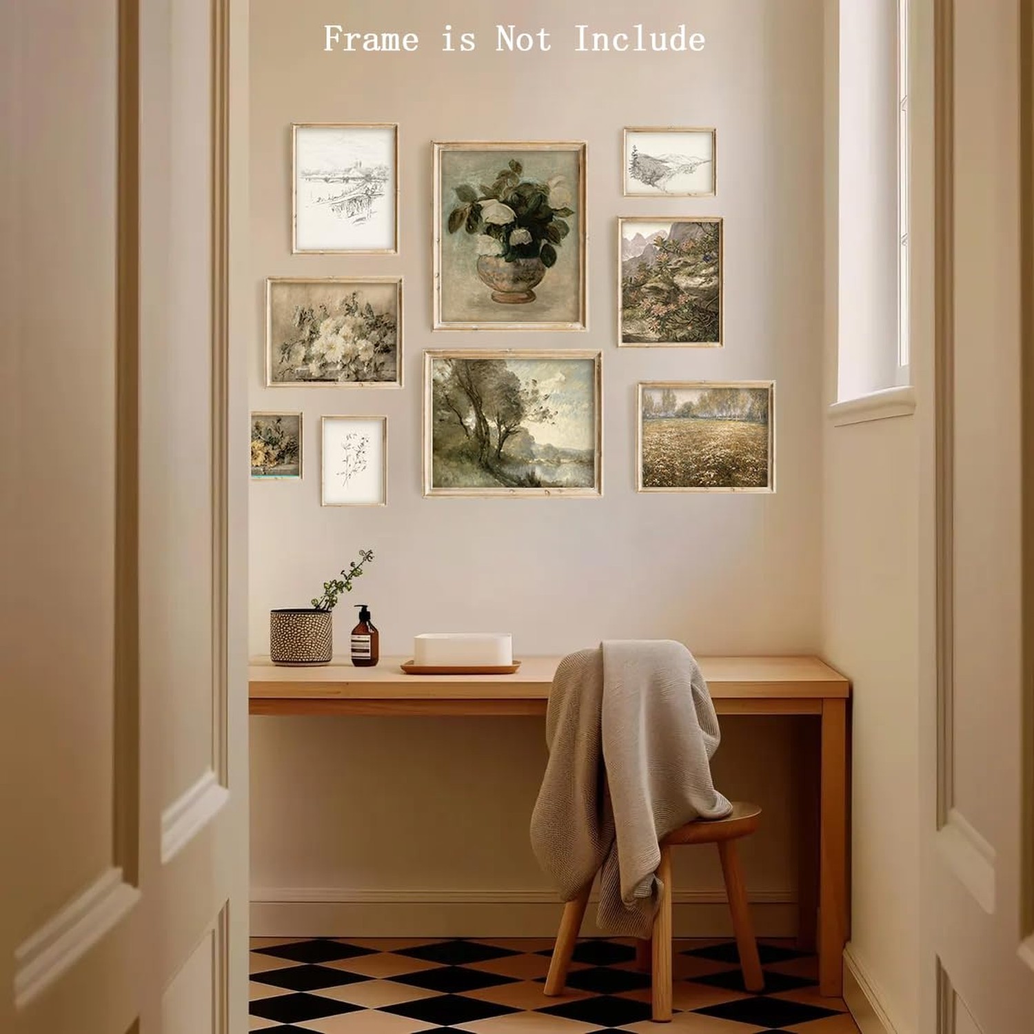 9Pcs Vintage Wall Art Decor Prints Neutral Gallery Farmhouse Wall Decor Natur…