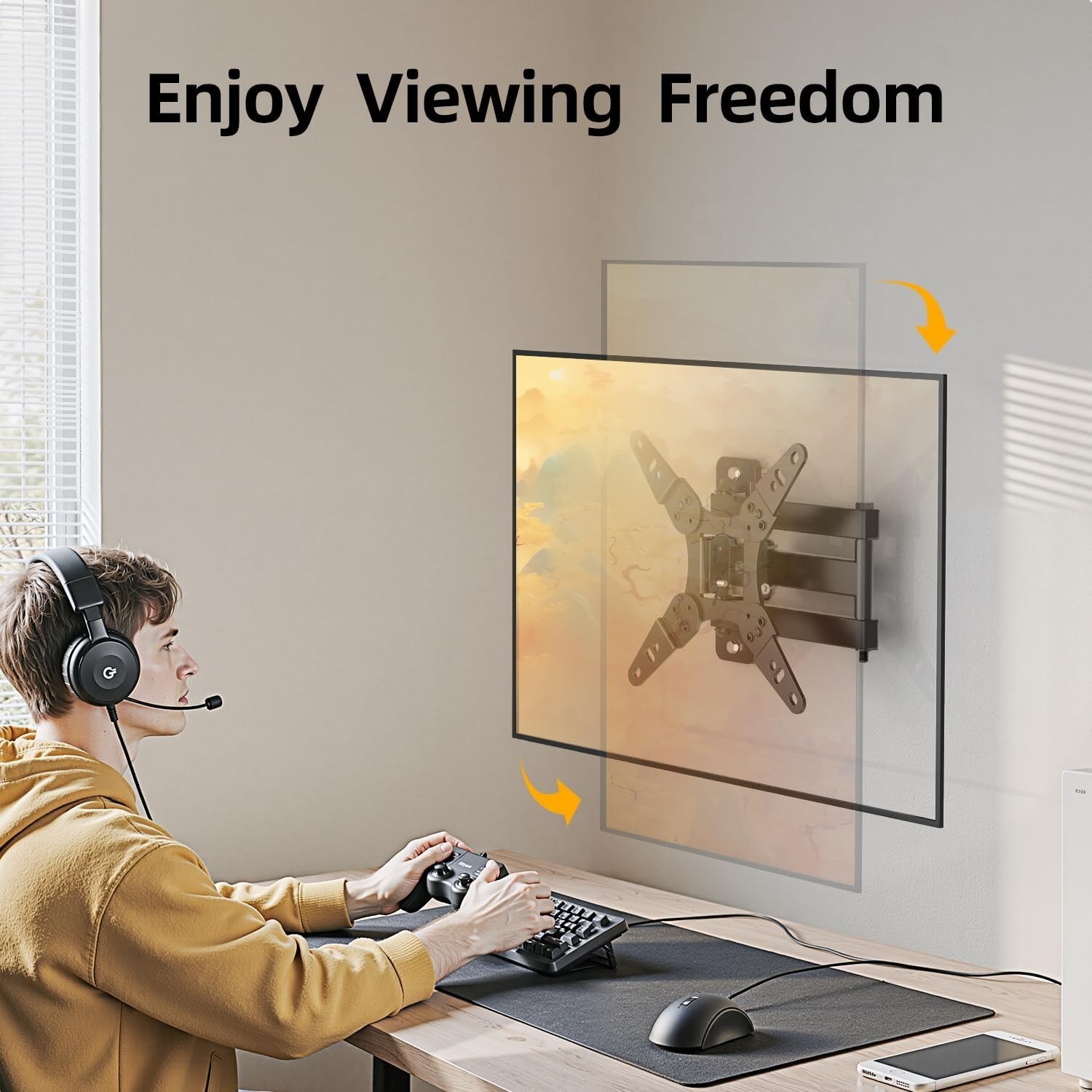 32+ 40 Inch Full Motion TV Wall Mount for 13-43" Tvs & Monitor, 360° Rotating Sm