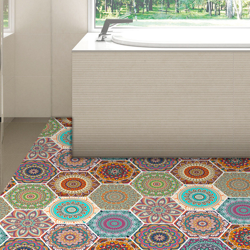 Bohemia Self-Adhesive Non-Slip Removable PVC Home Floor Wall Tile Sticker 10Pcs