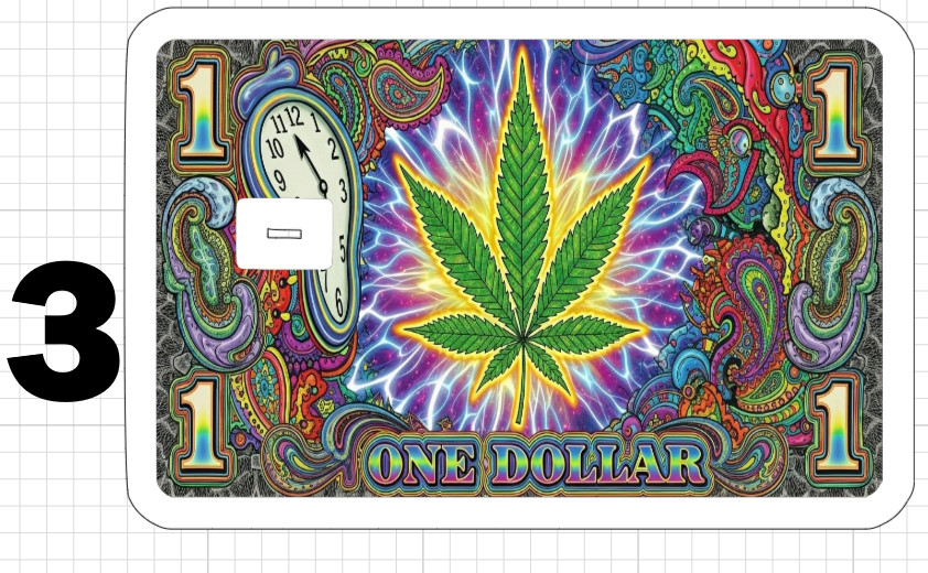 Psychedelic Weed Money Leaf ATM Debit Credit Sticker Skin 420 USA Cannabis Pot