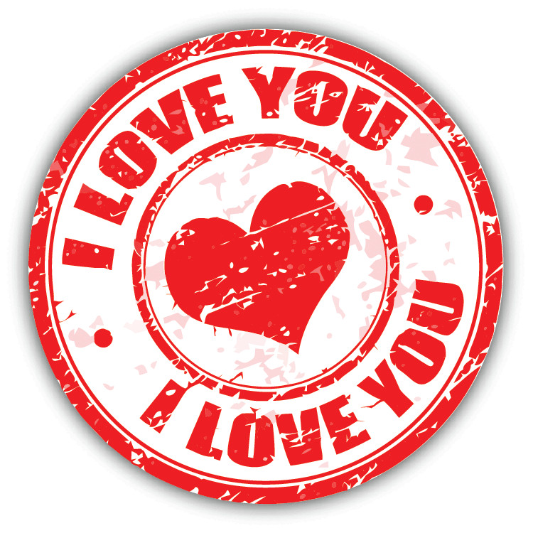 I Love You Valentine's Day Stamp Car Bumper Sticker Decal "SIZES"