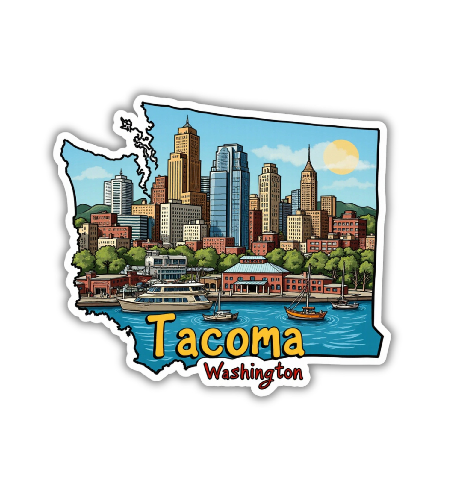 Tacoma Washington Fridge Magnet or Laptop Sticker