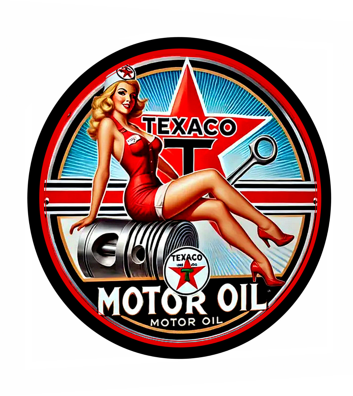 TEXACO GAS STATION STICKER SIGN SEXY WOMAN GASOLINE STATION FILLING STATION