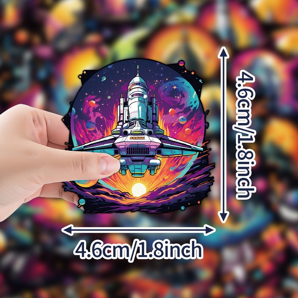 50Pcs Stickers Spaceship Galaxy Outer Space Laptop Luggage Car Graffiti Vinyl