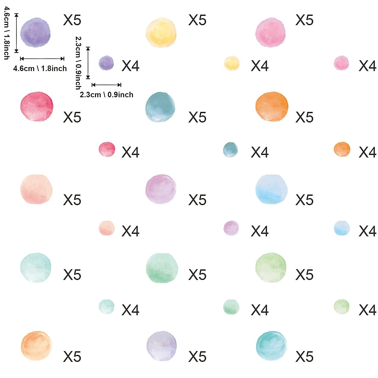 123 Pcs Pastel Polka Dots Wall Stickers, Colorful Round Wall Decal, Peel and …