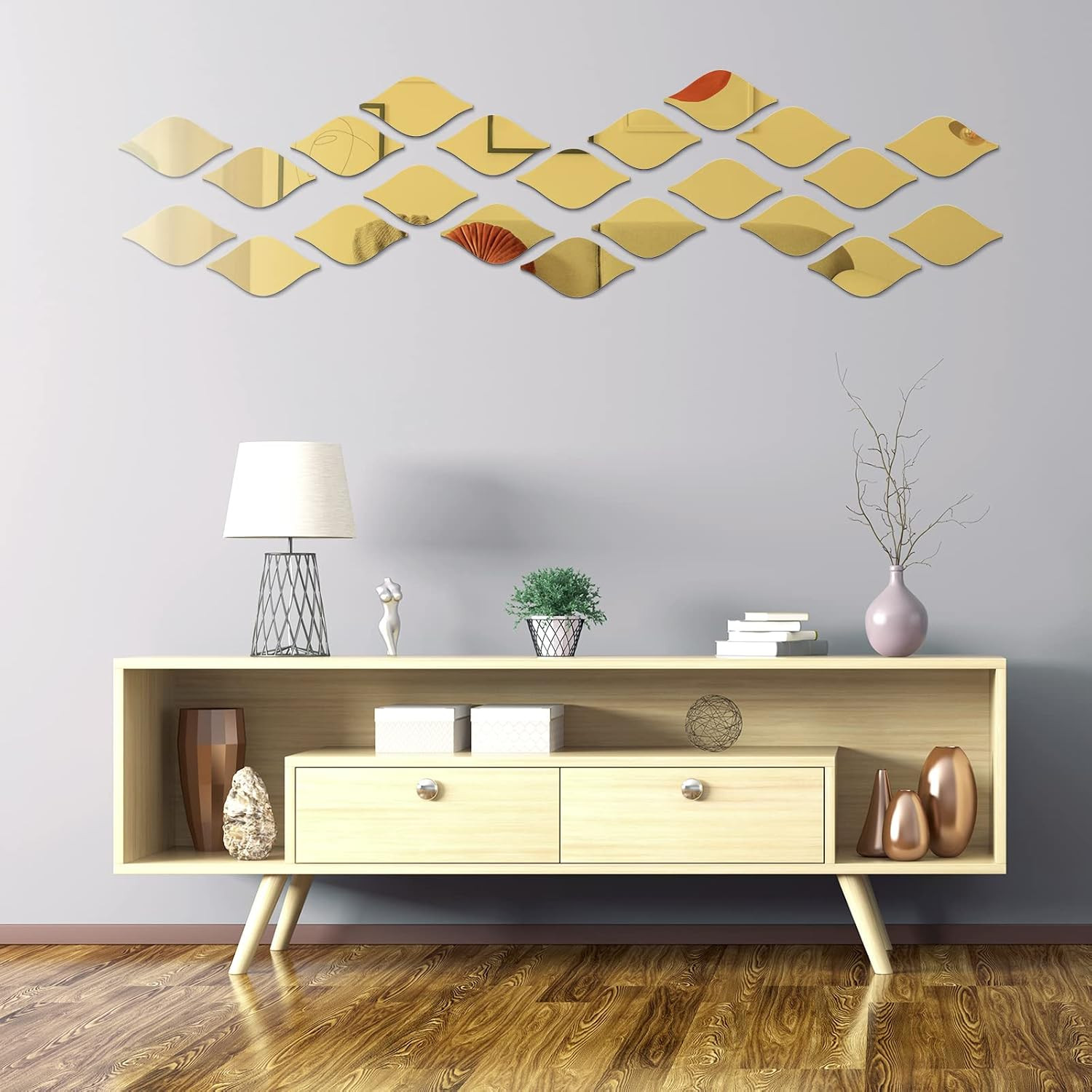 30 Pcs Mirror Wall Stickers Decor Acrylic 3D Tear Drop Decorative Mirrors Sti…