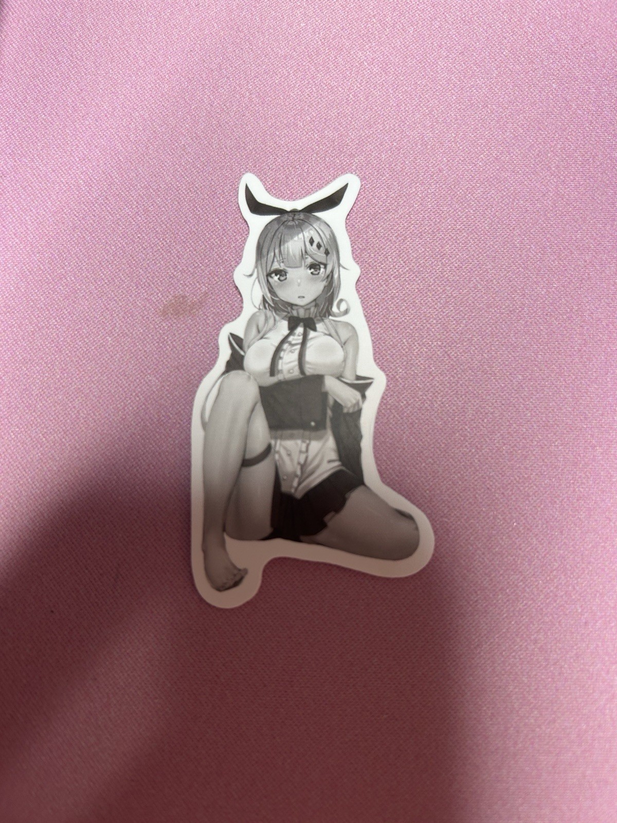 black and white waifu lewd stickers #14