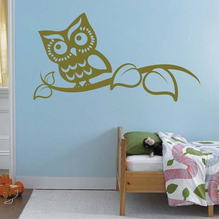 Smart Owl Wall Decal Forest Creatures Bird Wallpaper Birds Removable Vinyl, b65