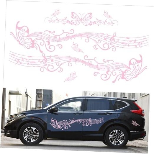 Fun Note Graphic car Stickers Butterfly Creative Decoration Hood Door Rear Pink