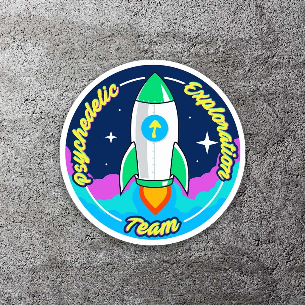 Psychedelic Exploration Team Vinyl Sticker 3.5" Wide – Includes Two Stickers