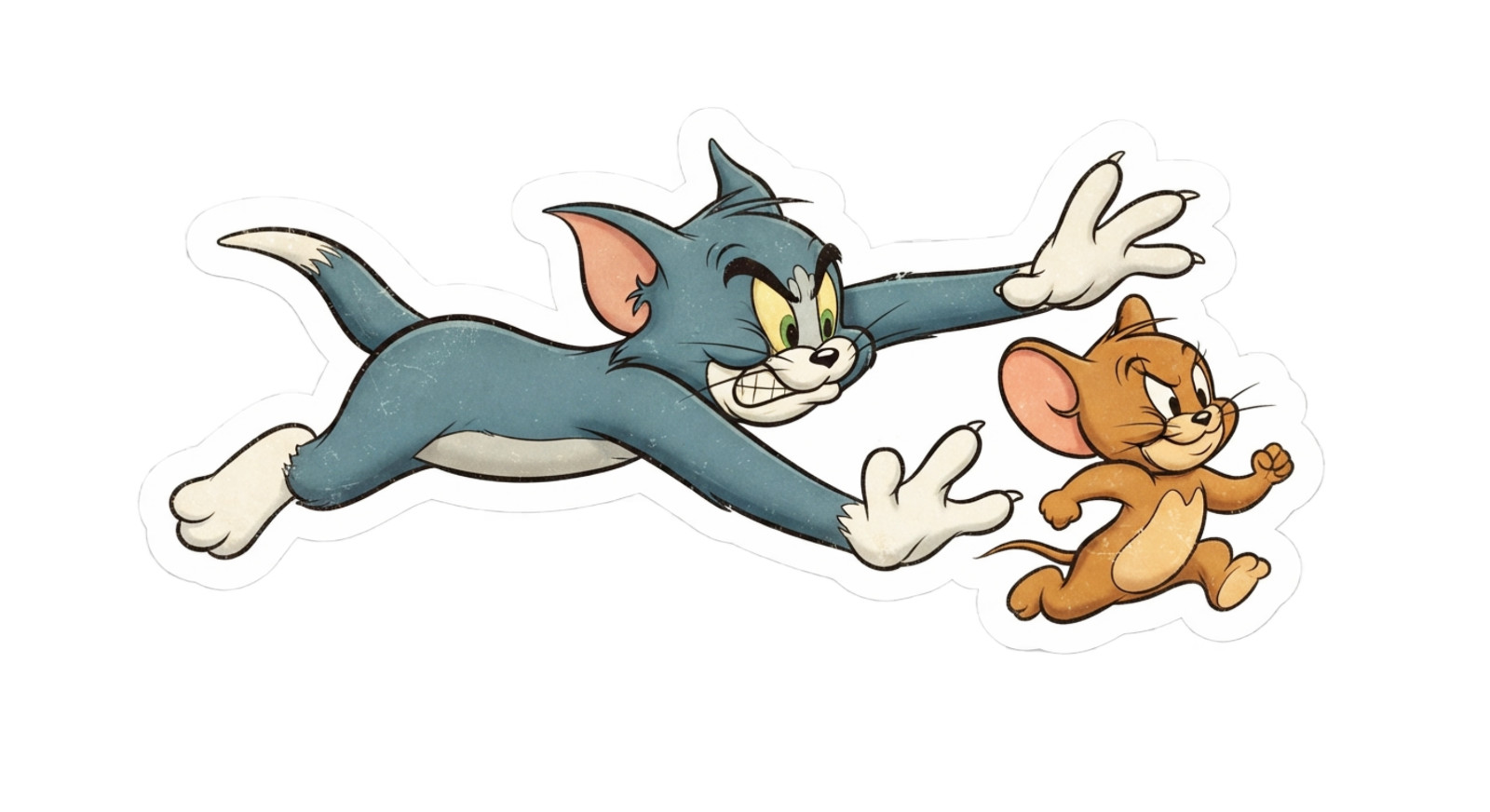 Tom and Jerry Chase Sticker Classic Cartoon Cat Mouse Vinyl Decal Vintage