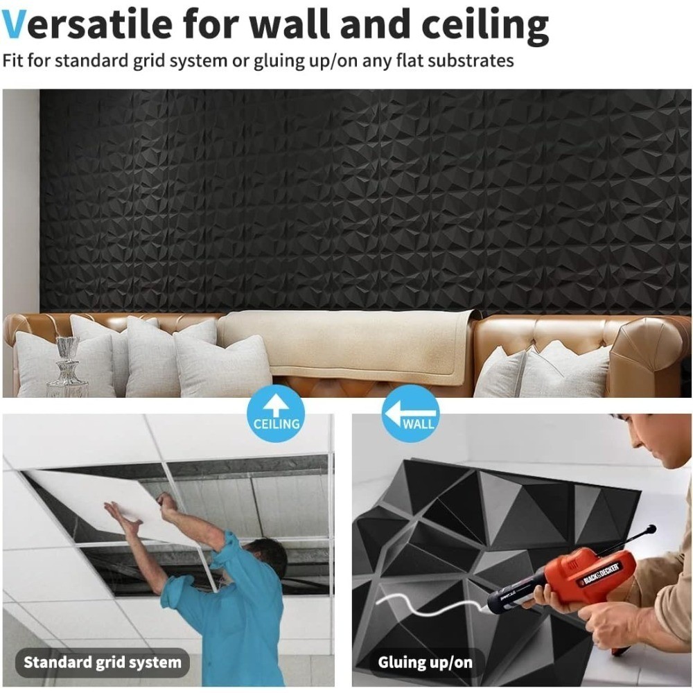 10PACK Tiles 3D Wall Panels PVC Tiles Textured Bricks DIY Wallpaper 11.8*11.8"