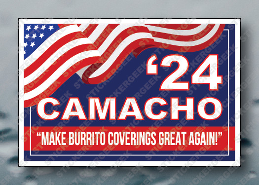 Funny Political Sticker Vote CAMACHO for President Idiocracy Biden Trump 6x4INCH