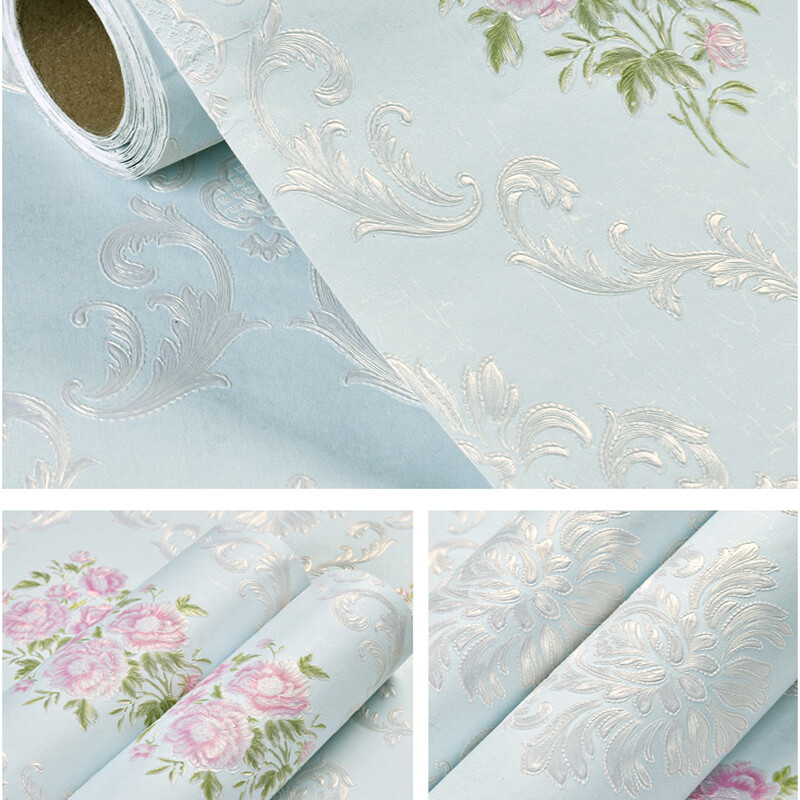 Wallpapers Embossed Textured Self-adhesive Wall Stickers Decal Floral DIY Modern