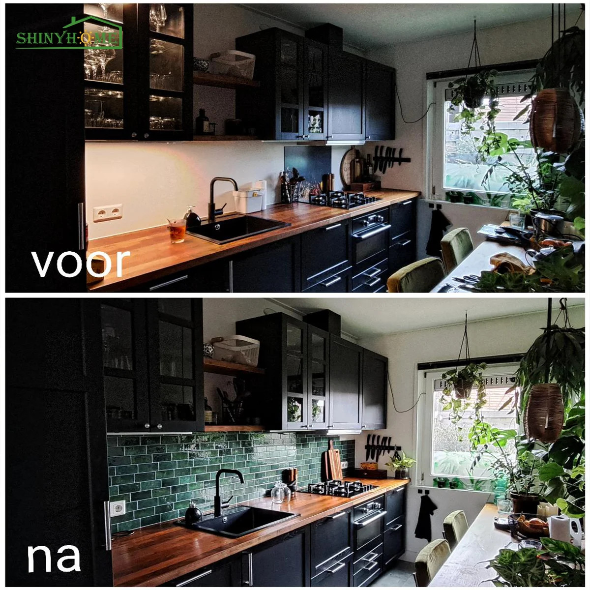 10pcs Green Brick Pattern Tile Self-Adhesive Wall Stickers, Waterproof