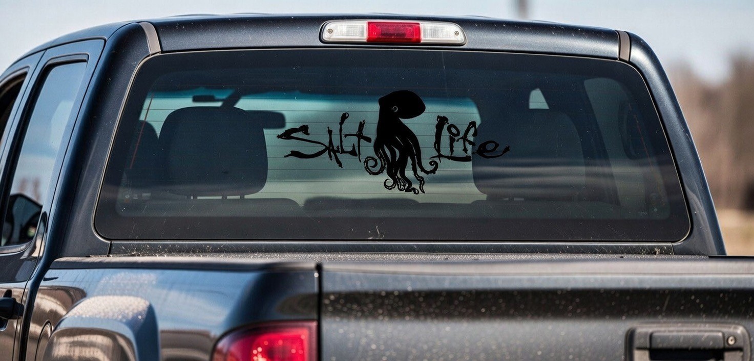Salt Life Octopus Vinyl Decal Sticker Truck Rear Window Black 12’’