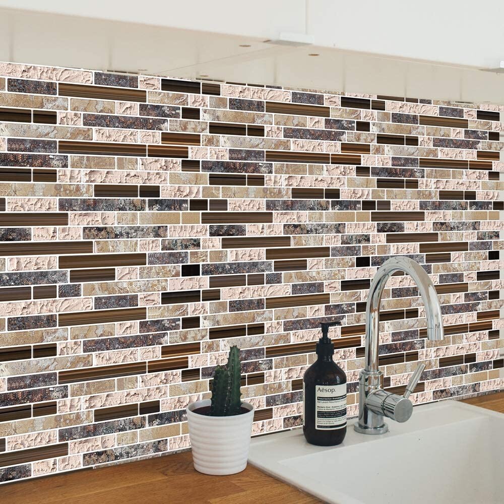 Kasliny 6 Pieces 3D Self Adhesive Wall Tile Sticker Peel & Stick Kasus-C001 New