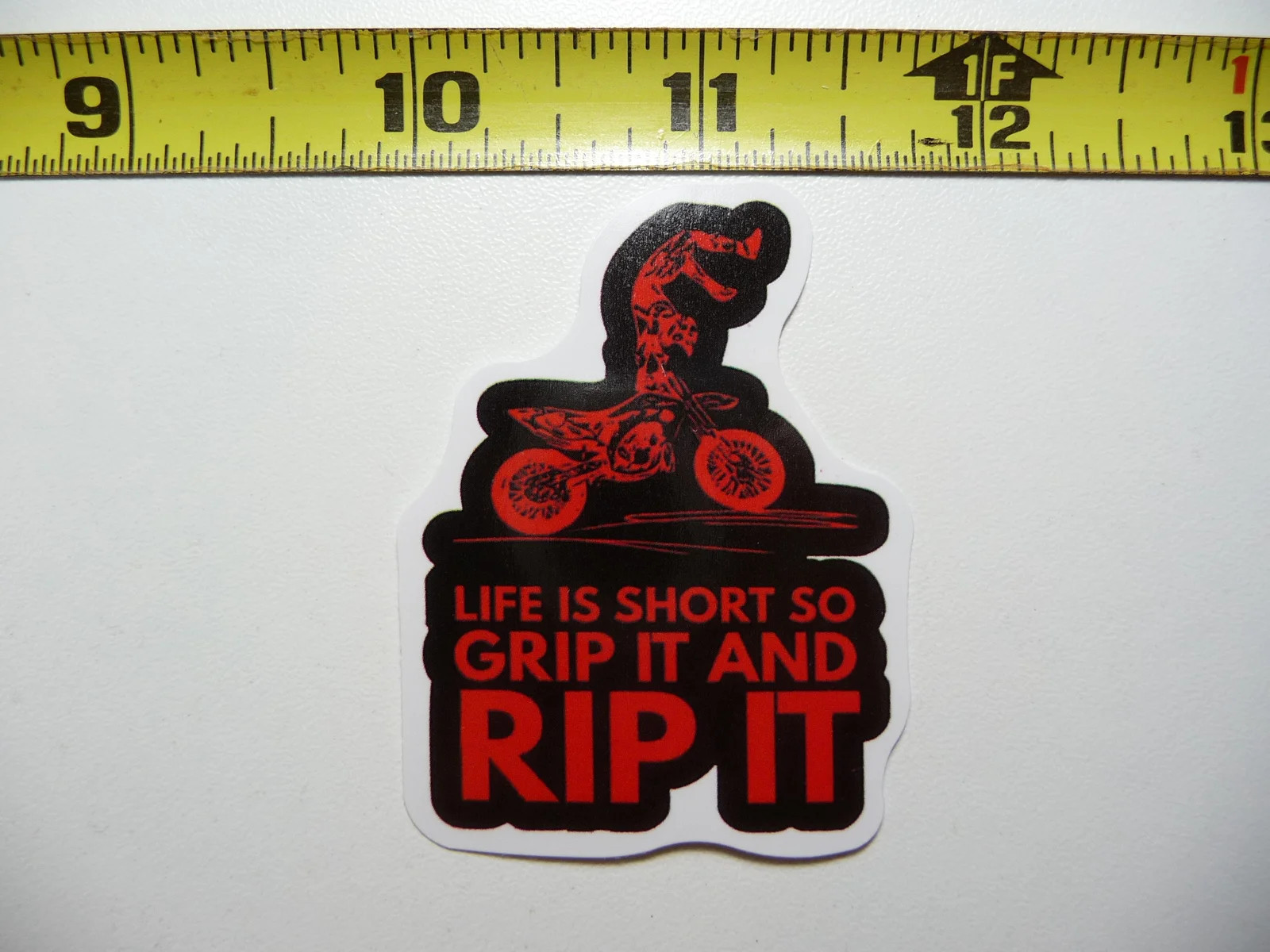 LIFE IS SHORT GRIP IT RIP IT SMALL STICKER DECAL MOTORCYCLE RIDE RIDING BIKE