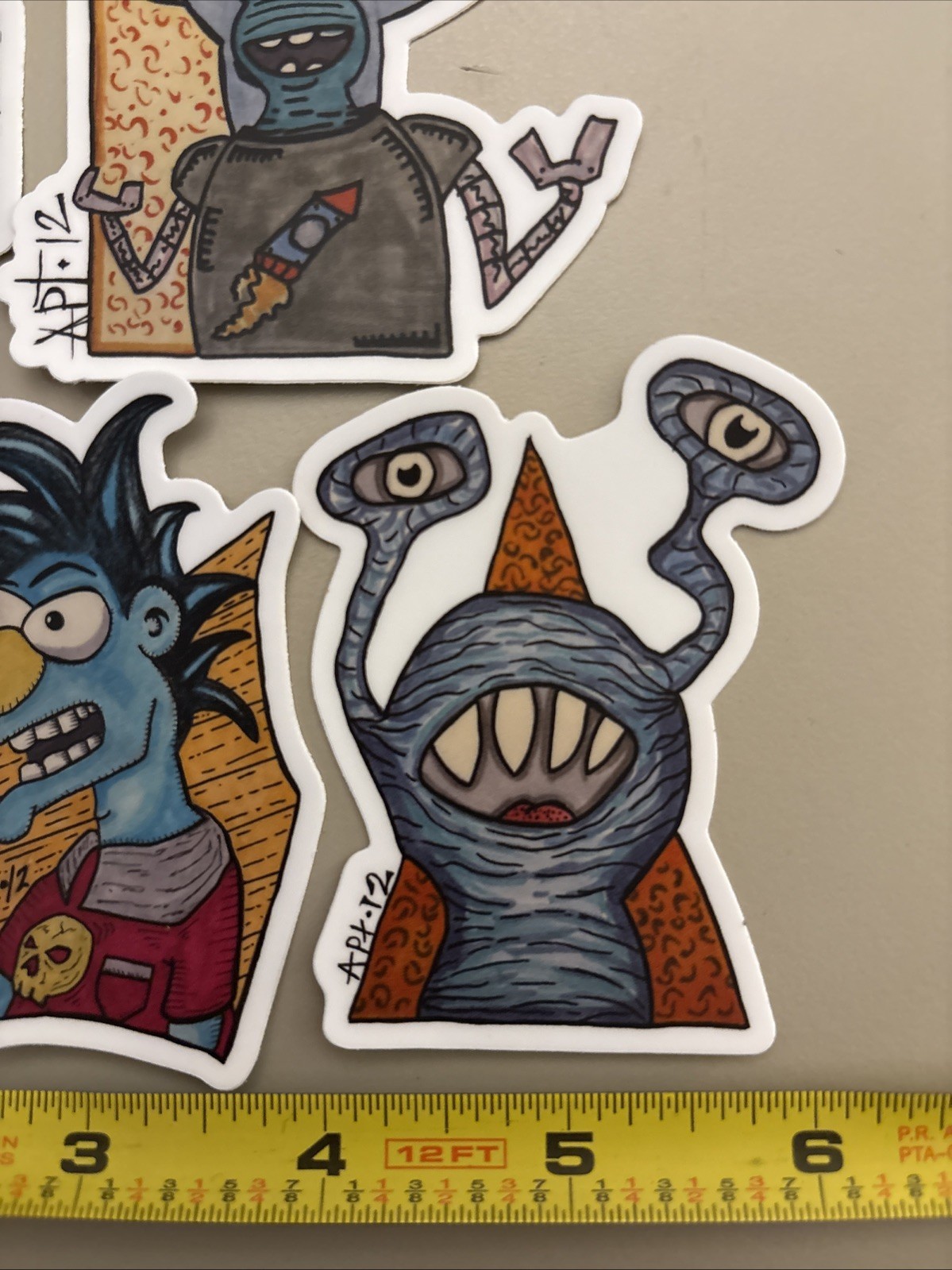 5 Pc – Blue Aliens (Stickers/Decal Dishwasher Safe) Comic Art Alien Creature