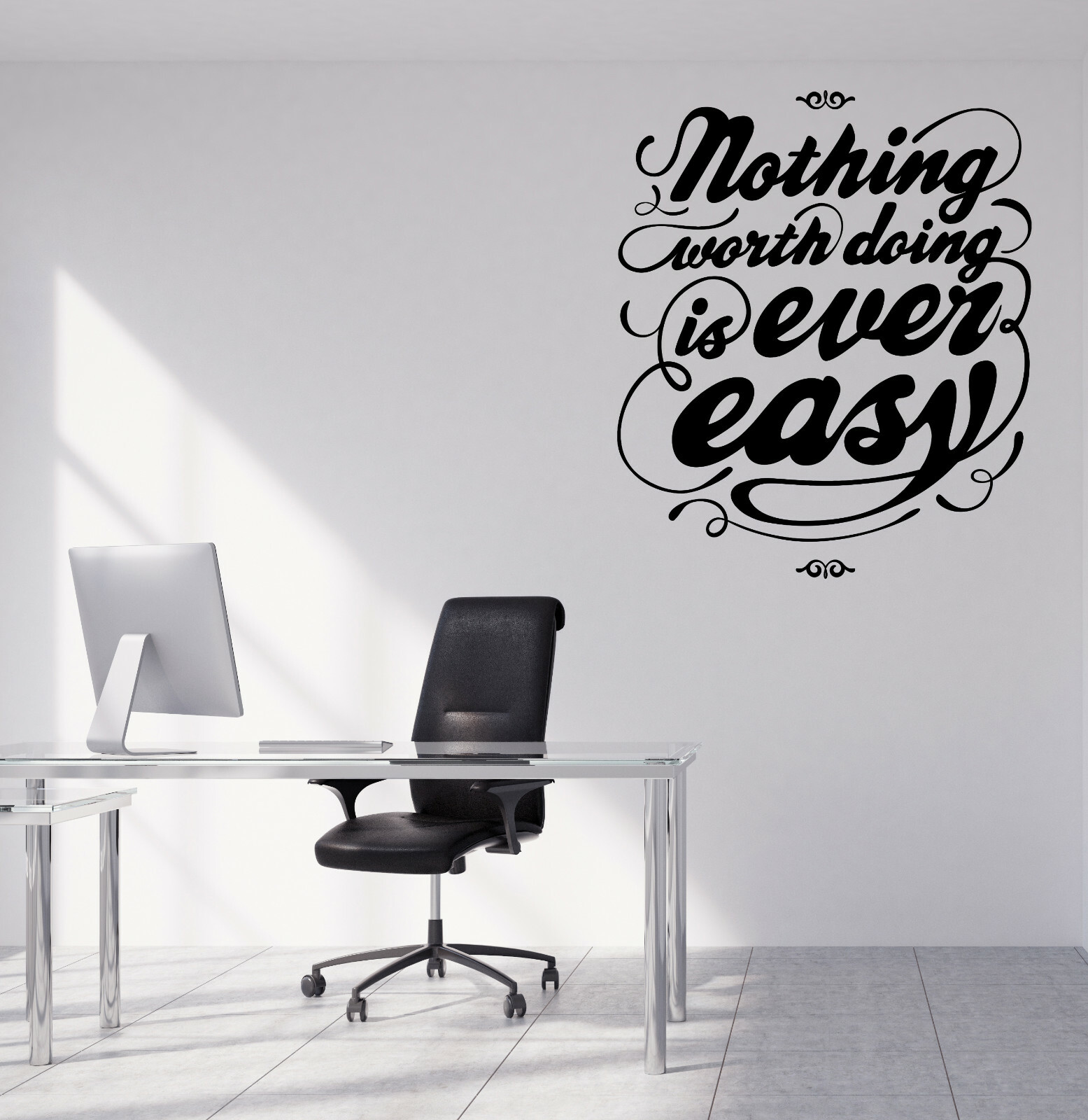 Vinyl Wall Decal Motivation Phrase Nothing Worth Doing is Ever Easy (n1123)