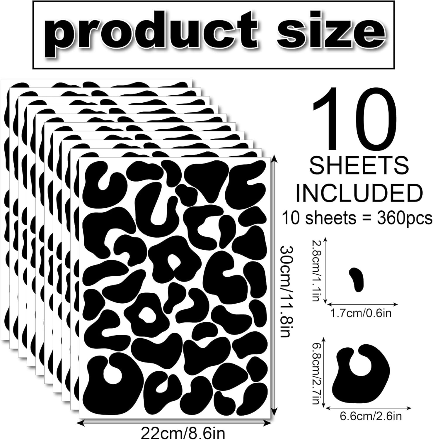 360 Pcs Black Cheetah Stickers Animal Print Cheetah Leopard Wallpaper Removable