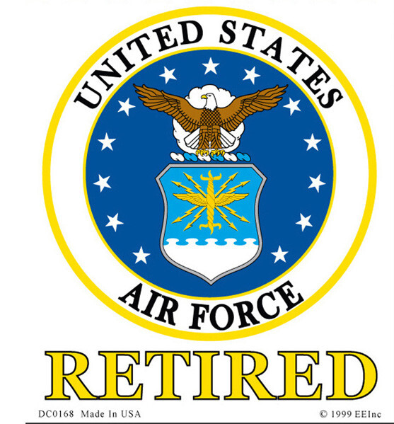 3"X4" VINYL PRESS AND STICK WEATHER RESISTANT USAF RETIRED DECAL