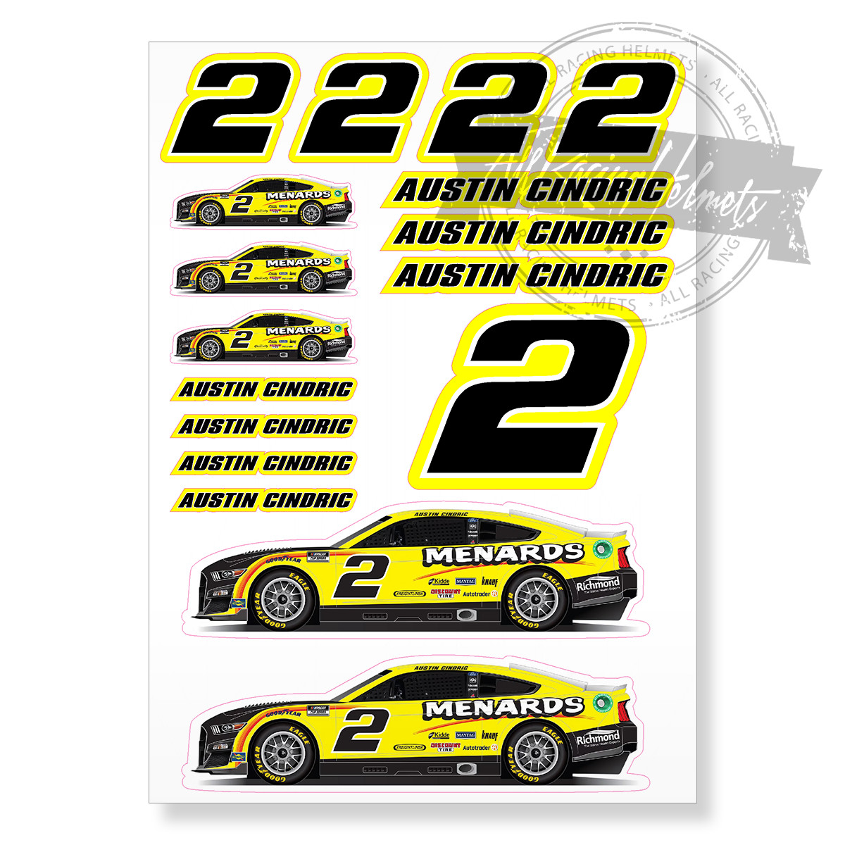 Austin Cindric #2 Ford Nascar A4 Printed Vinyl Decal Sticker High Quality Kit