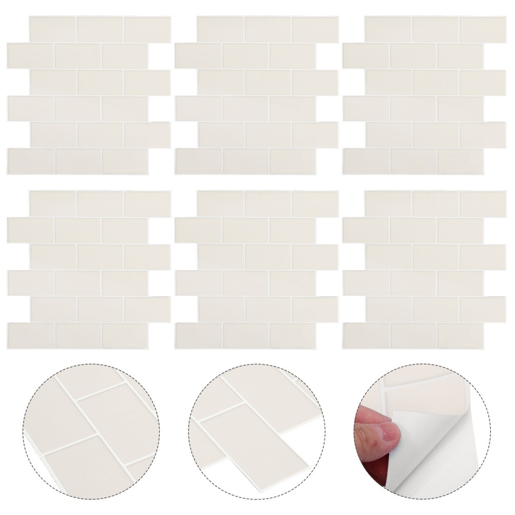 6 Pcs Peel and Stick Tile Flooring Imitation Porcelain Wall Stickers