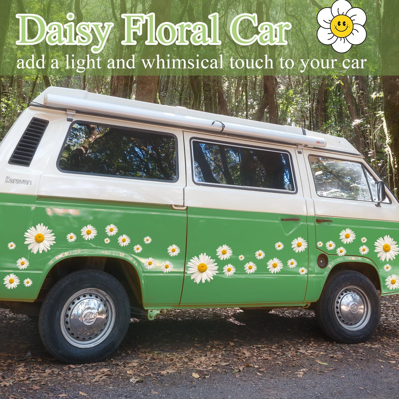 12 Sheets Daisy Stickers 130 Pcs Flower Car Decals Self Adhesive Vinyl Retro Flo