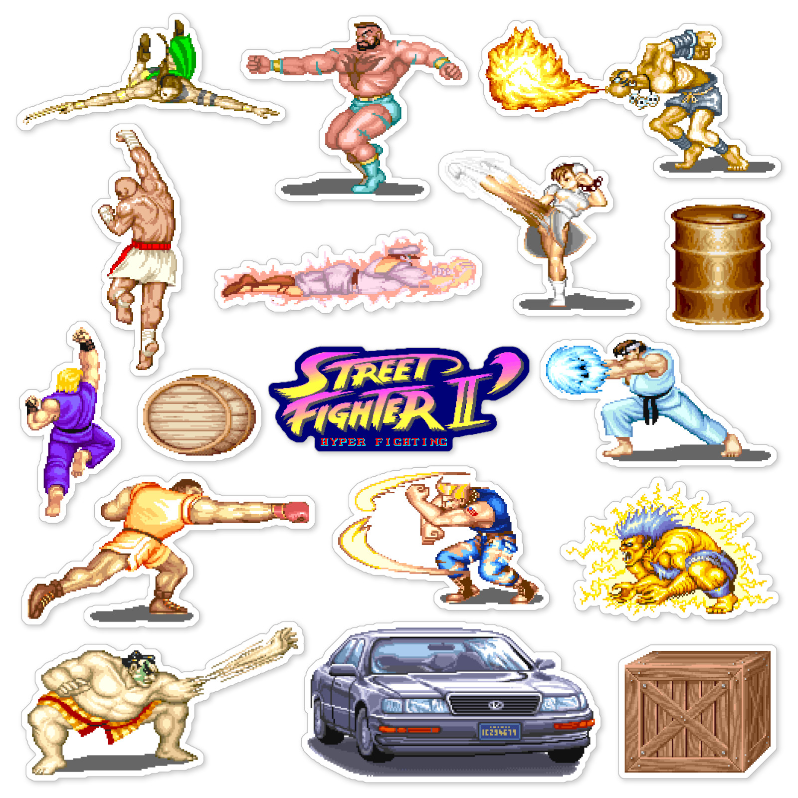 Street Fighter II 2 Turbo Hyper Fighting Stickers Pixel Art 17 Sticker Pack