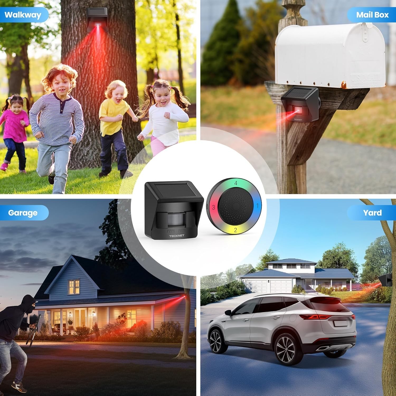 Solar Wireless Driveway Alarm with 2600FT Long Range & 36 Melodies & 5 V