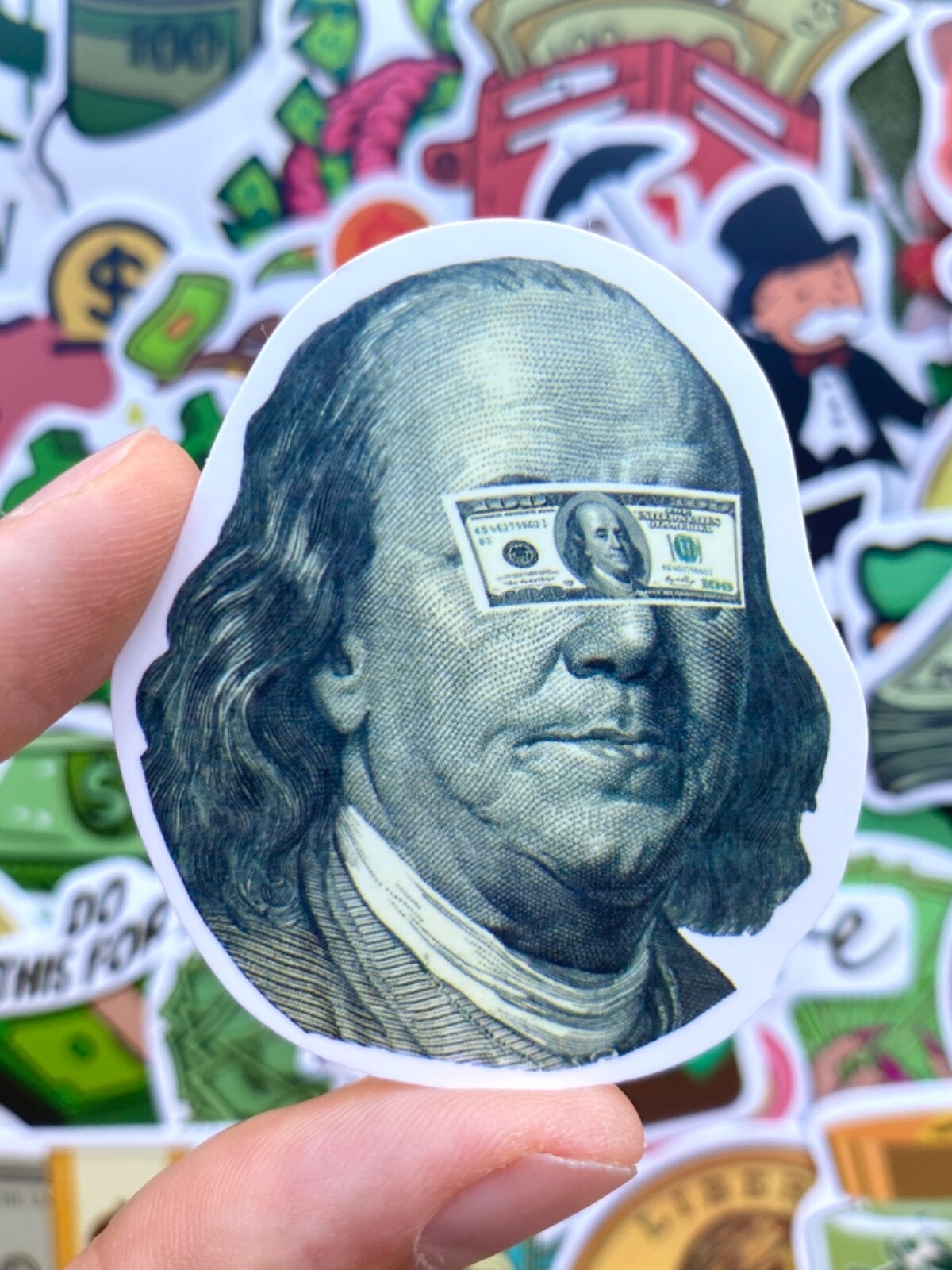 5-50 pcs Money Dollar Bill Cash Stickers, Vinyl Water Bottle Laptop Car Decals