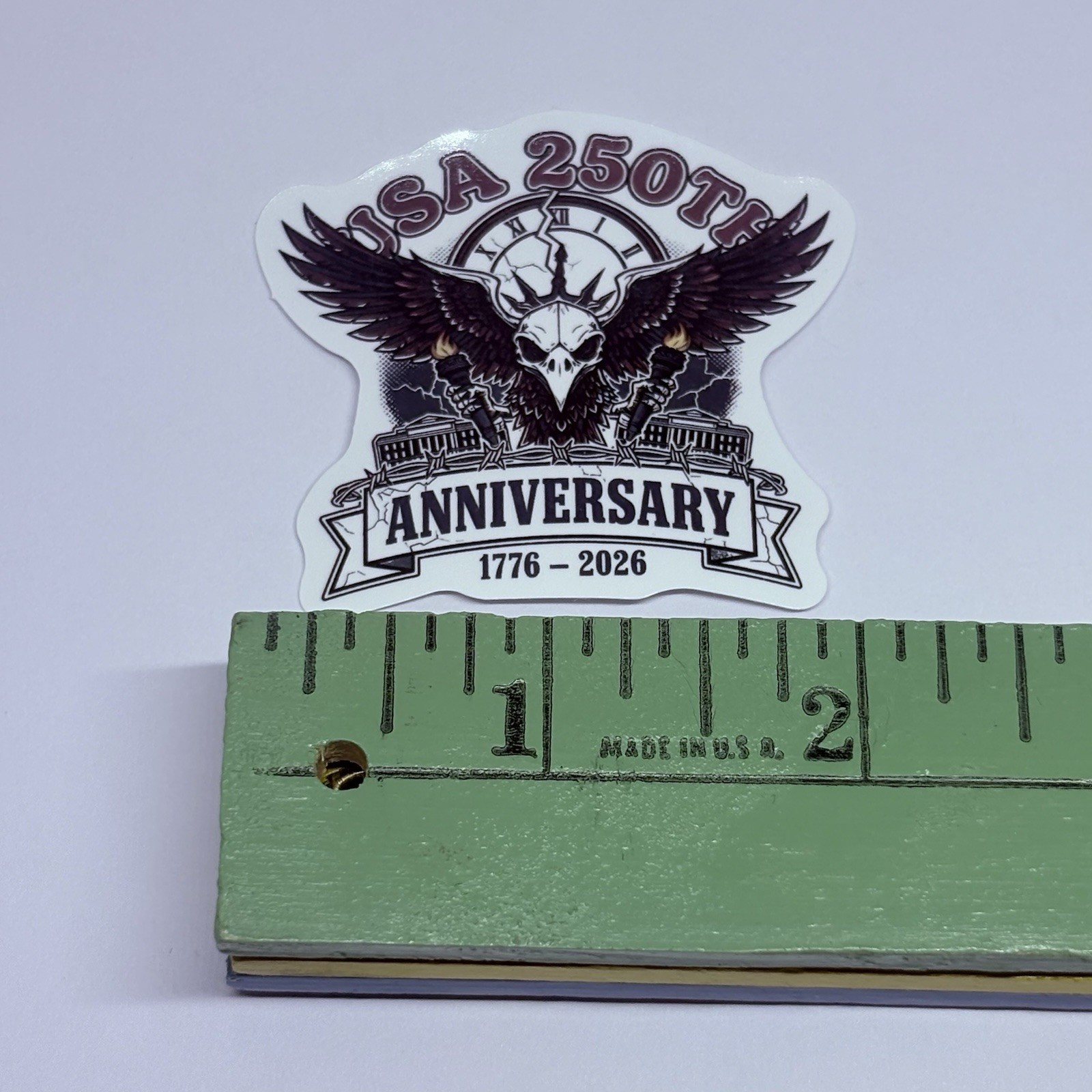 USA 250th Anniversary Sticker Bald Eagle Skull Art Decal Vinyl Journal Tc9