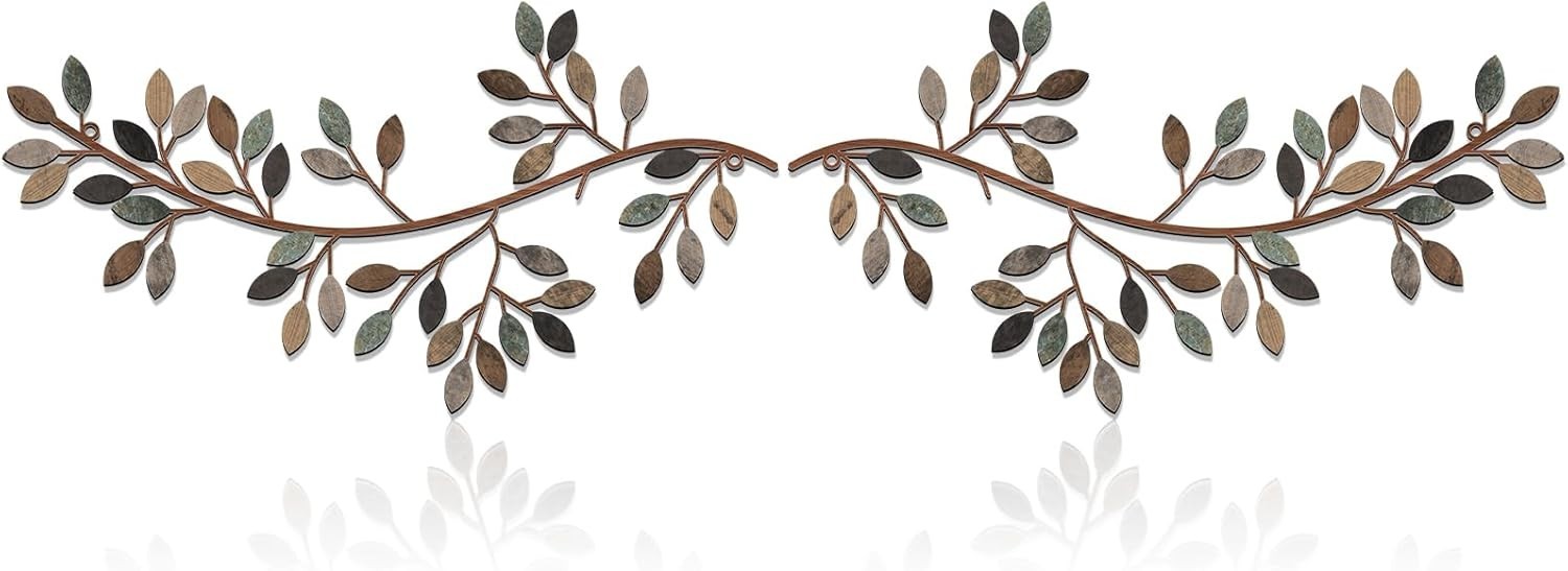 Nature-Inspired 2-Piece Metal Leaf Wall Decor for Indoor & Outdoor Elegance